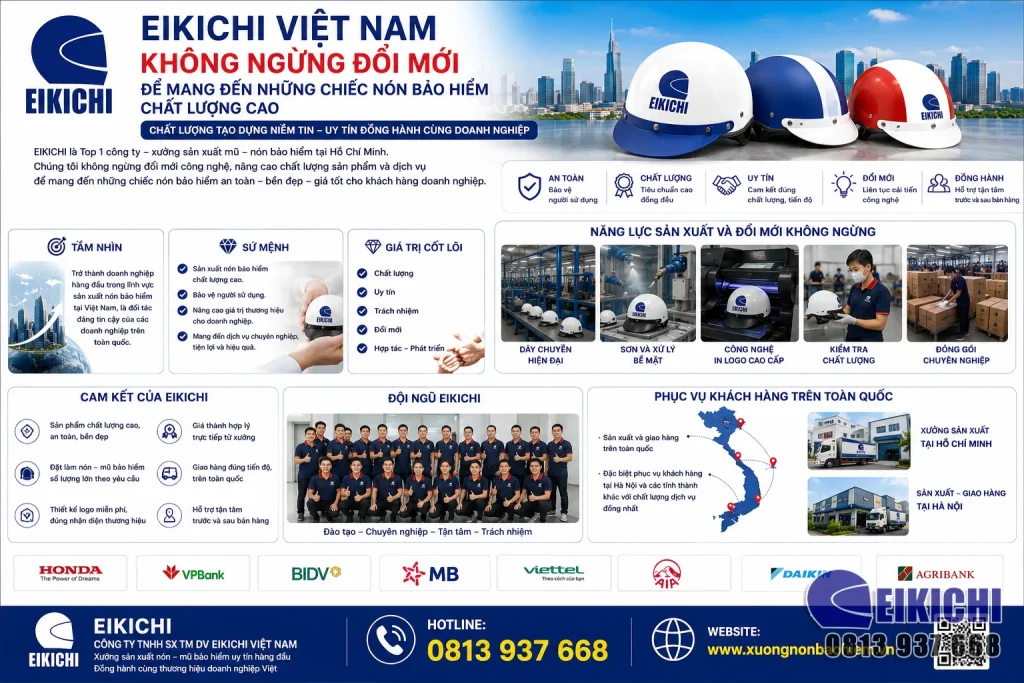 EIKICHI Việt Nam – Không Ngừng Đổi Mới Để Mang Đến Những Chiếc Nón Bảo Hiểm Chất Lượng Cao