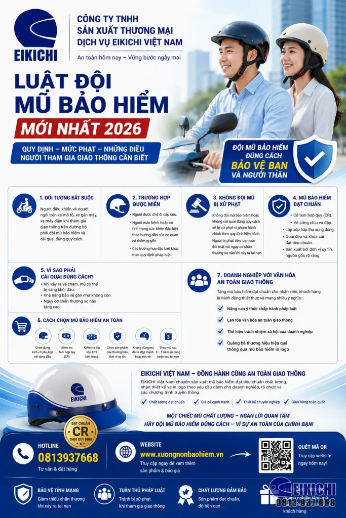 Luật Đội Mũ Bảo Hiểm Mới Nhất 2026: Quy Định, Mức Phạt Và Những Điều Người Tham Gia Giao Thông Cần Biết