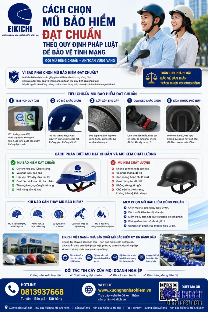 Cách Chọn Mũ Bảo Hiểm Đạt Chuẩn Theo Quy Định Pháp Luật Để Bảo Vệ Tính Mạng