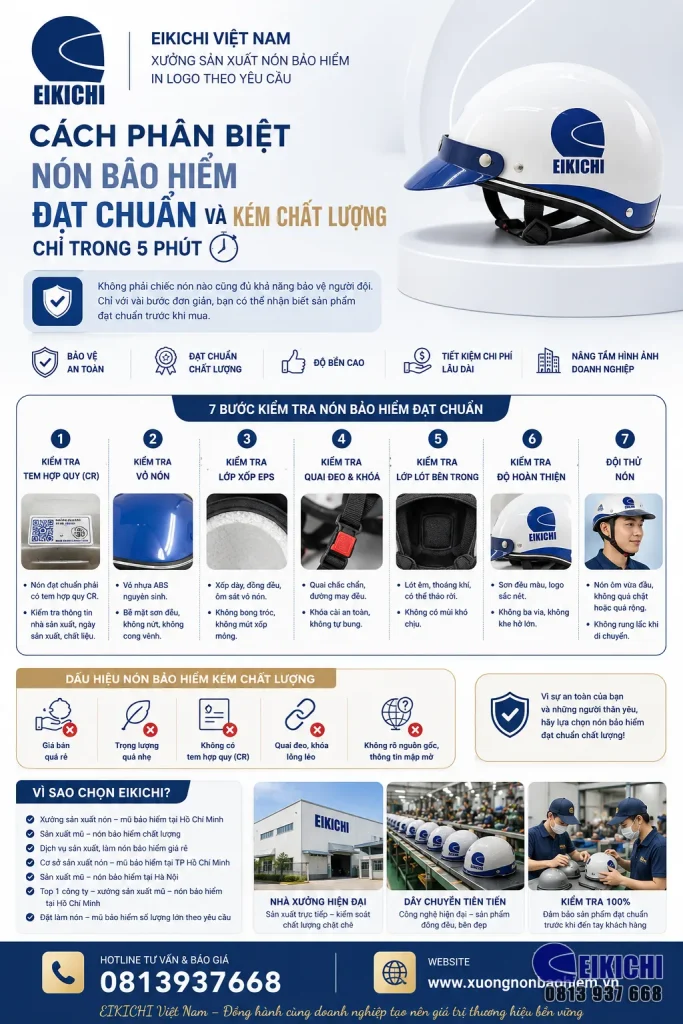 Cách Phân Biệt Nón Bảo Hiểm Đạt Chuẩn Và Nón Bảo Hiểm Kém Chất Lượng Chỉ Trong 5 Phút