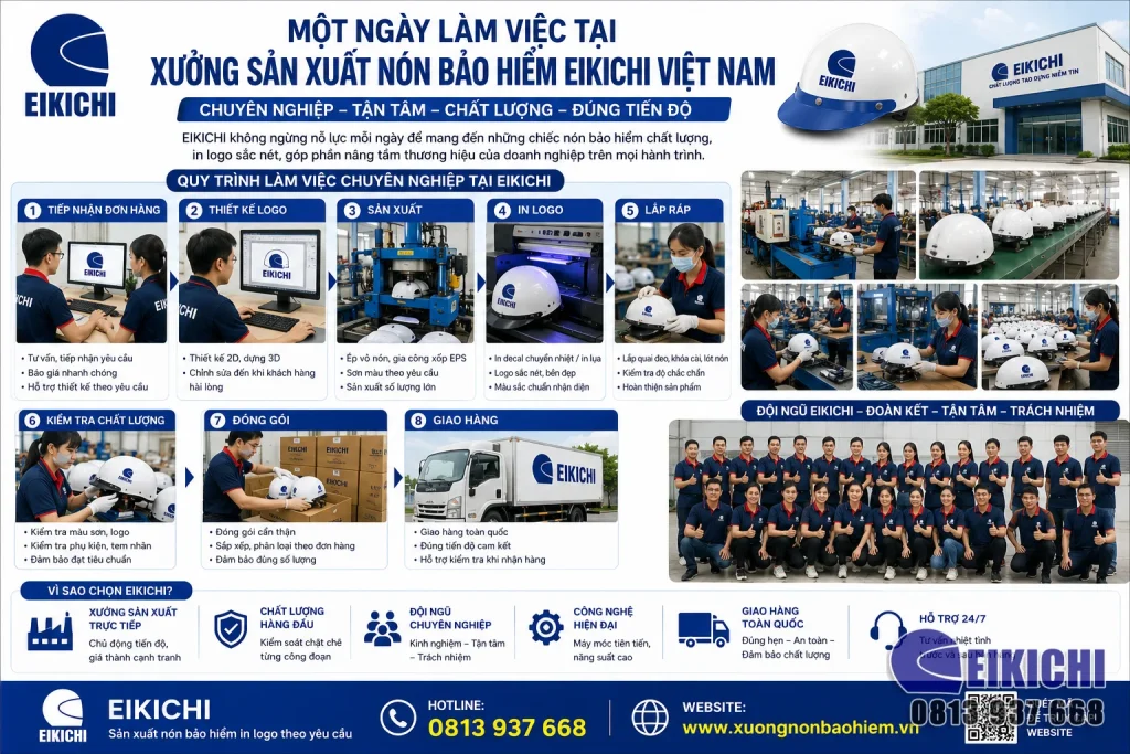 Một Ngày Làm Việc Tại Xưởng Sản Xuất Nón Bảo Hiểm EIKICHI Việt Nam