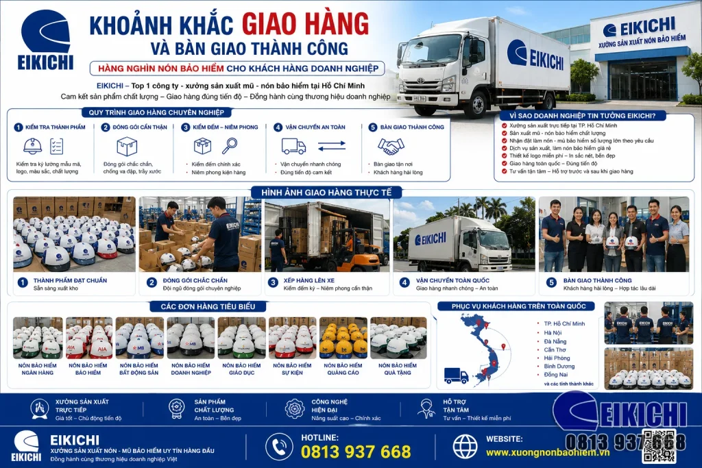 Khoảnh Khắc Giao Hàng Và Bàn Giao Thành Công Hàng Nghìn Nón Bảo Hiểm Cho Khách Hàng Doanh Nghiệp