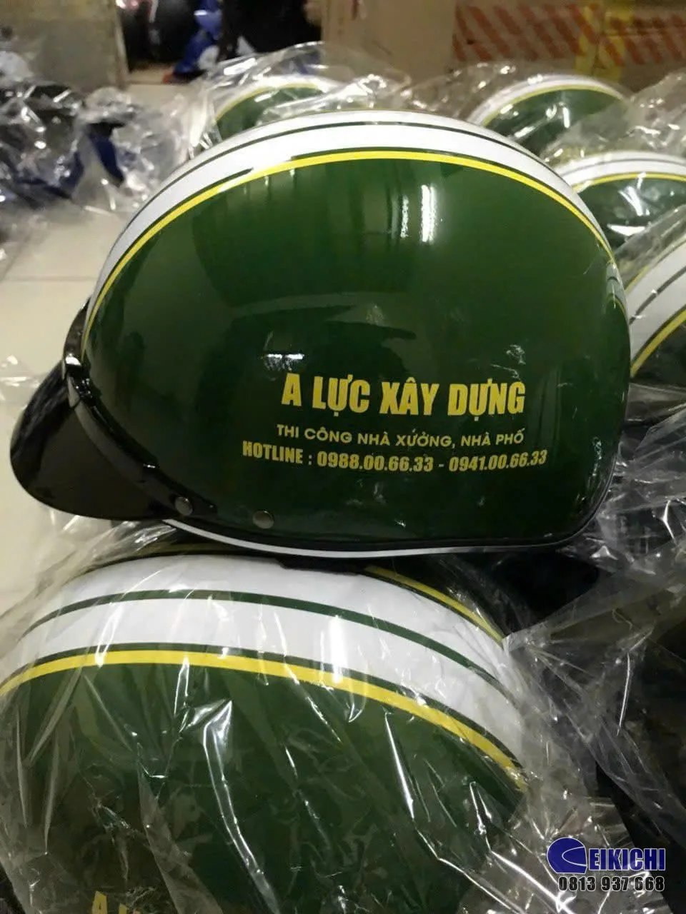 Nón Bảo Hiểm In Logo A Lực Xây Dựng | Xưởng Sản Xuất Nón Bảo Hiểm Quà Tặng Doanh Nghiệp EIKICHI