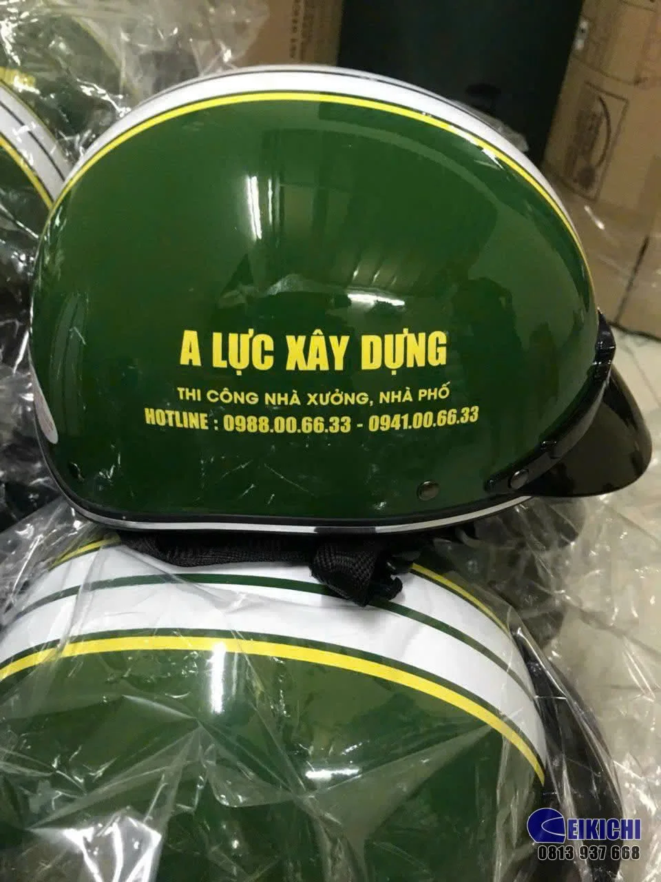 Nón Bảo Hiểm In Logo A Lực Xây Dựng | Xưởng Sản Xuất Nón Bảo Hiểm Quà Tặng Doanh Nghiệp EIKICHI