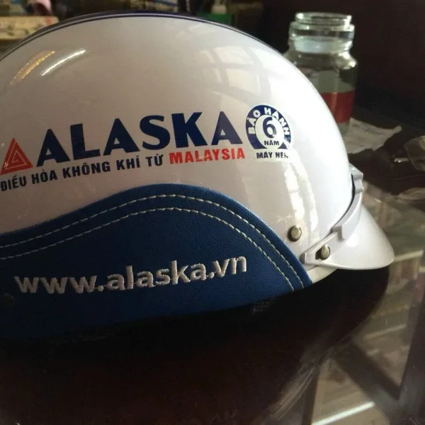 Nón Bảo Hiểm In Logo Alaska | Eikichi Sản Xuất Nón Bảo Hiểm Quảng Cáo Doanh Nghiệp Theo Yêu Cầu