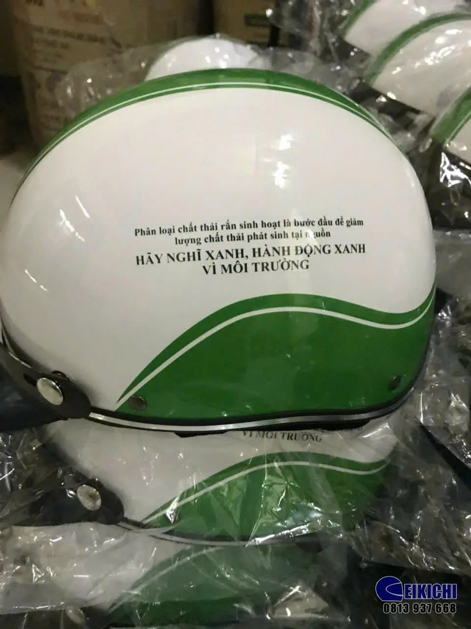Nón Bảo Hiểm In Logo Ban Chỉ Đạo Môi Trường Quận 11 TP.HCM | EIKICHI Sản Xuất Theo Yêu Cầu