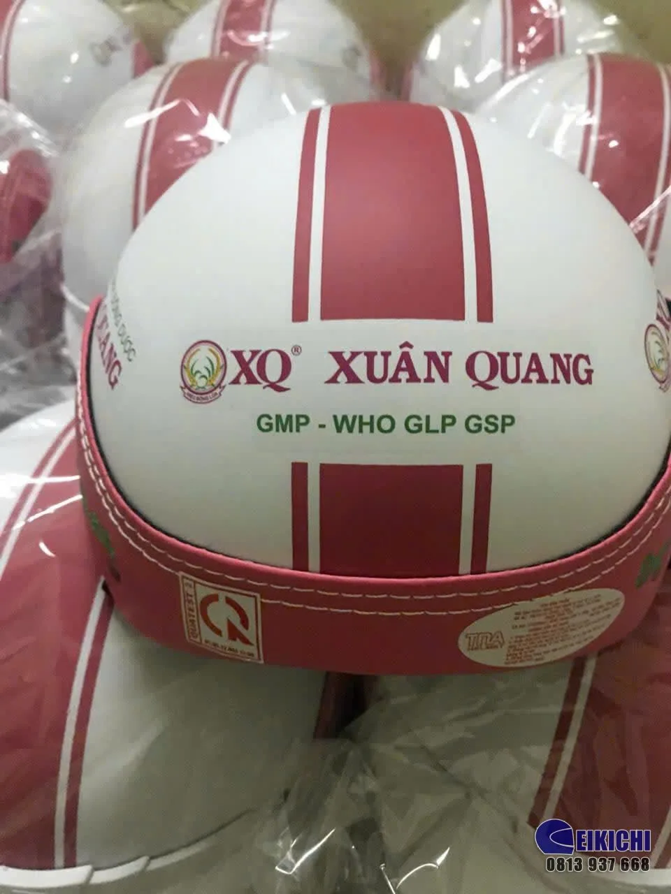 Nón Bảo Hiểm In Logo Công Ty Dược Xuân Quang | Xưởng Sản Xuất Nón Bảo Hiểm Quà Tặng Eikichi
