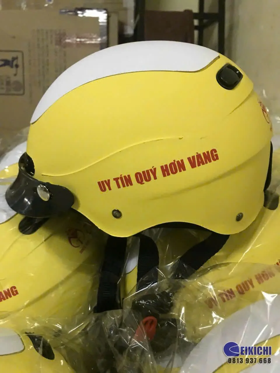 Nón Bảo Hiểm In Logo Công Ty Thạnh Mỹ | Xưởng Sản Xuất Nón Bảo Hiểm Eikichi Uy Tín Tại TP.HCM