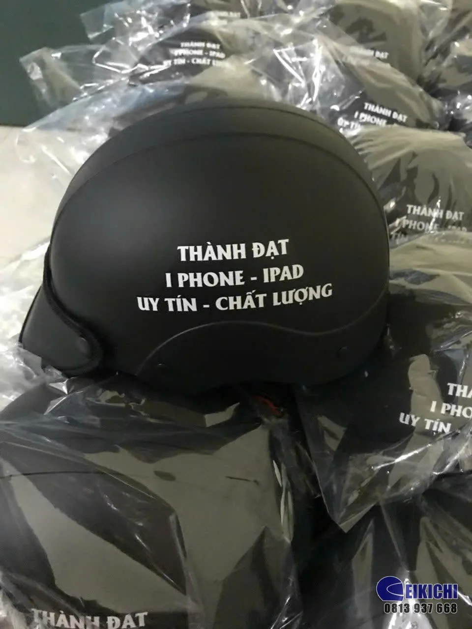 Nón Bảo Hiểm In Logo Cửa Hàng Điện Thoại Thành Đạt | Xưởng Sản Xuất Nón Bảo Hiểm Eikichi