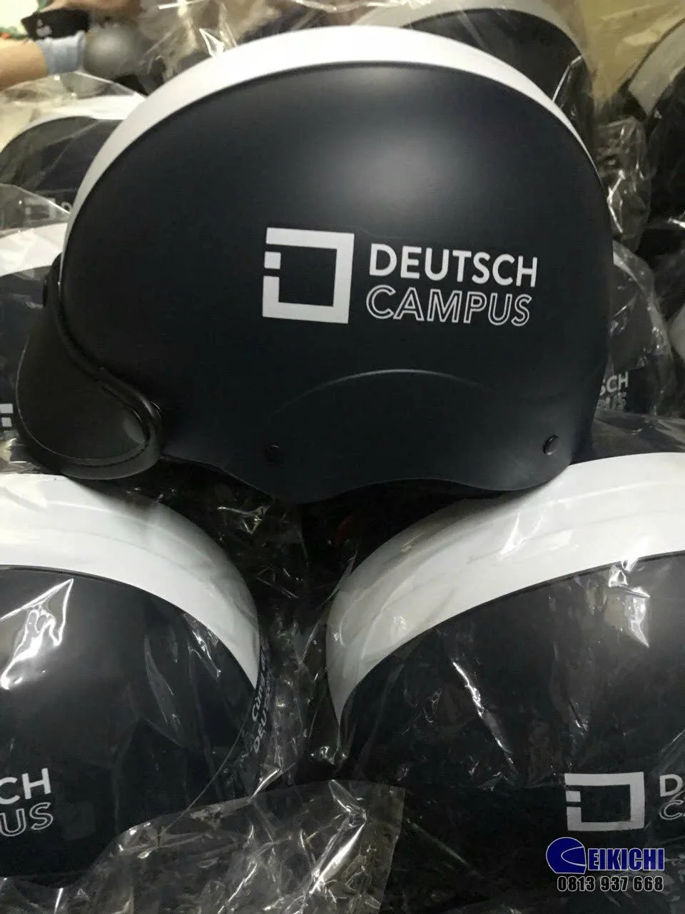 Nón Bảo Hiểm In Logo Deutsch Campus | Xưởng Sản Xuất Nón Bảo Hiểm Quà Tặng Doanh Nghiệp EIKICHI