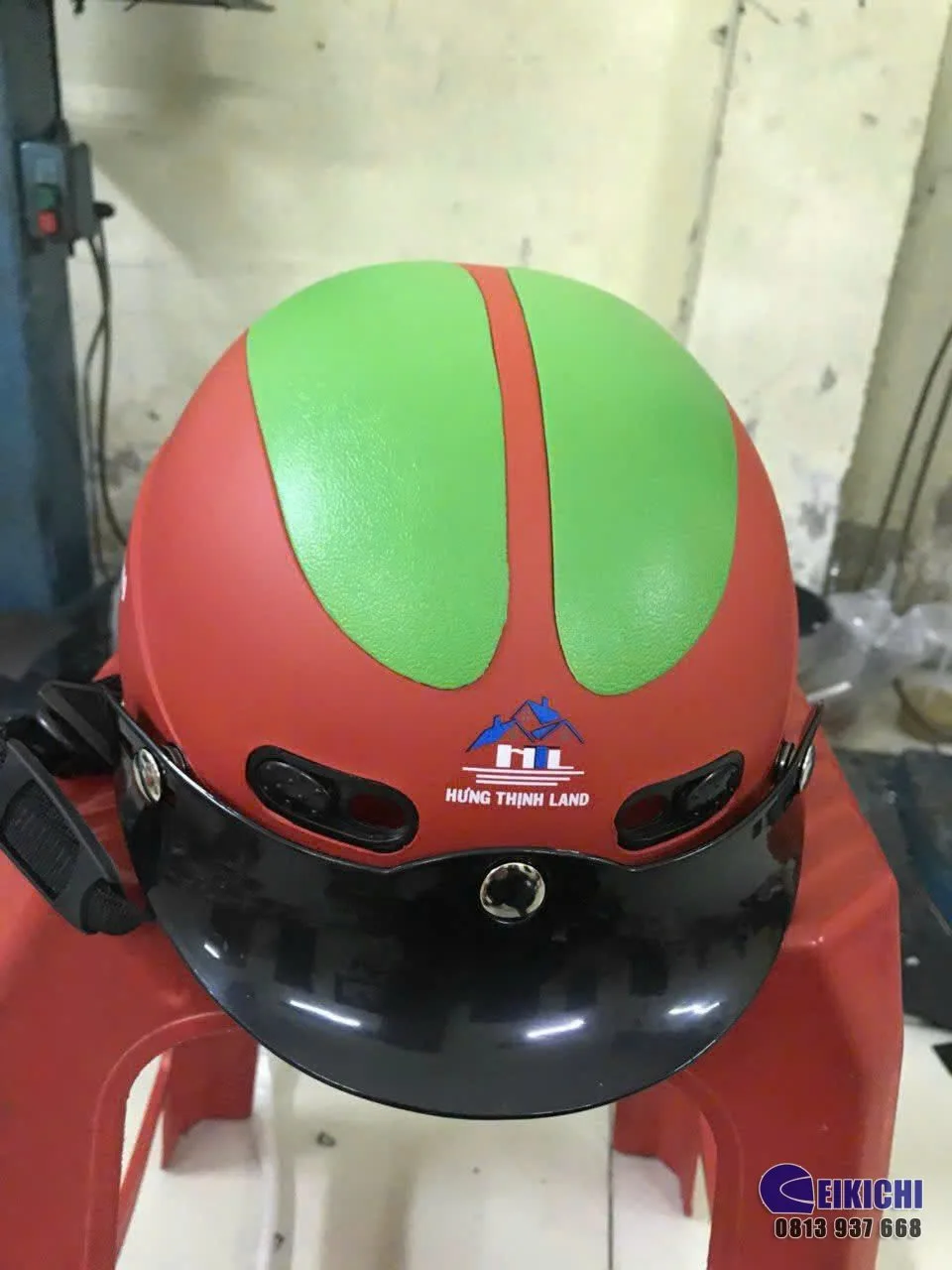Nón Bảo Hiểm In Logo Hưng Thịnh Land | Xưởng Nón Bảo Hiểm Giá Rẻ EIKICHI – Sản Xuất Theo Yêu Cầu Tại TP.HCM