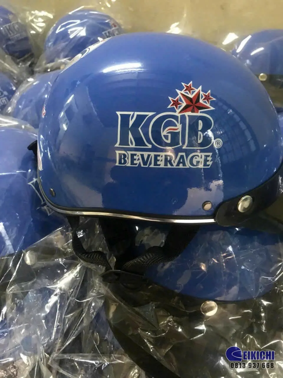 Nón Bảo Hiểm In Logo KGB Beverage (Kiếng Giang KGB) – Eikichi Sản Xuất Theo Yêu Cầu | Nón Bảo Hiểm Quà Tặng Doanh Nghiệp
