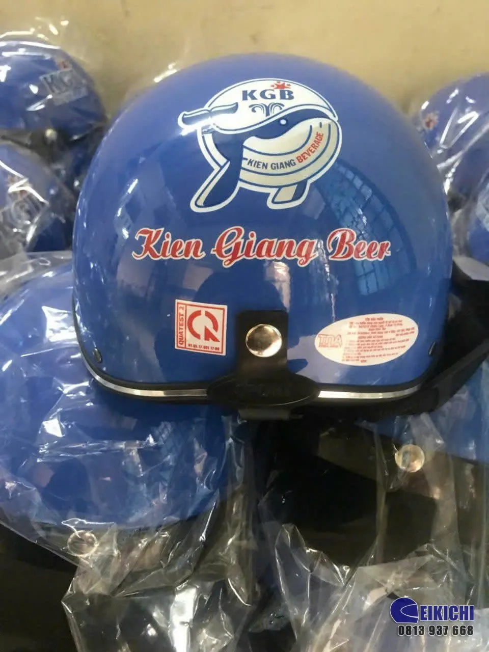 Nón Bảo Hiểm In Logo KGB Beverage (Kiếng Giang KGB) – Eikichi Sản Xuất Theo Yêu Cầu | Nón Bảo Hiểm Quà Tặng Doanh Nghiệp