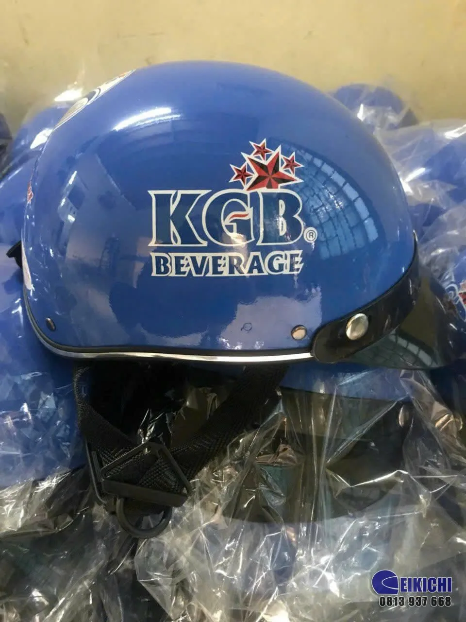 Nón Bảo Hiểm In Logo KGB Beverage (Kiếng Giang KGB) – Eikichi Sản Xuất Theo Yêu Cầu | Nón Bảo Hiểm Quà Tặng Doanh Nghiệp