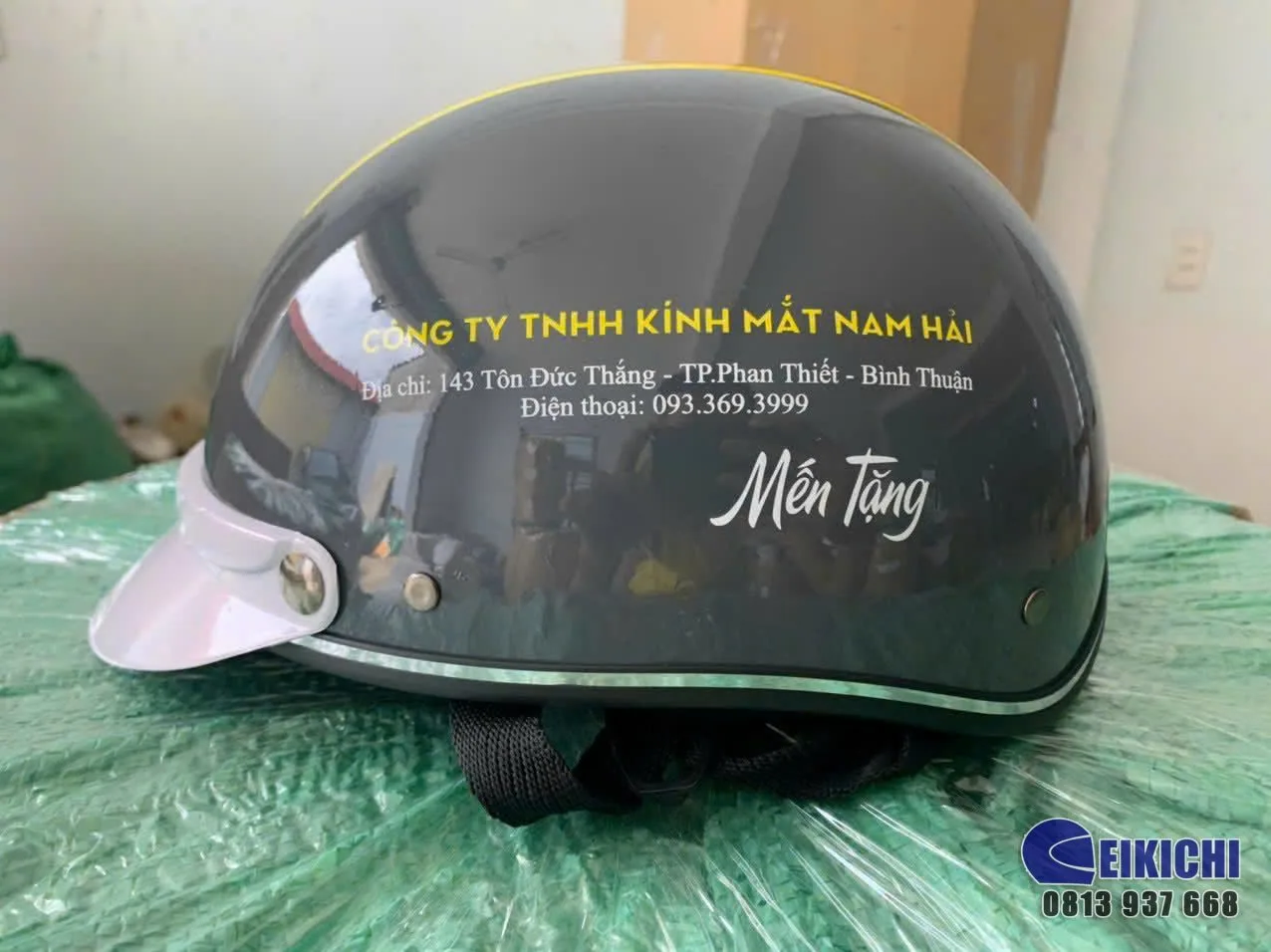 Nón Bảo Hiểm In Logo Kính Mắt Nam Hải | Xưởng Sản Xuất Nón Bảo Hiểm Quà Tặng Doanh Nghiệp EIKICHI
