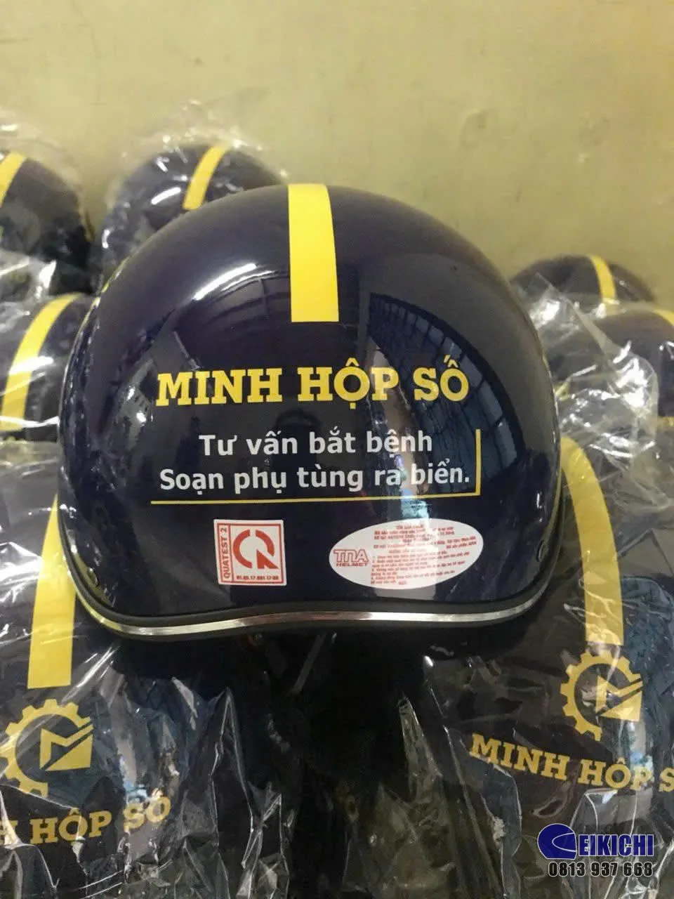 Nón Bảo Hiểm In Logo MINH HỘP SỐ | Xưởng Sản Xuất Nón Bảo Hiểm Quảng Cáo Doanh Nghiệp EIKICHI