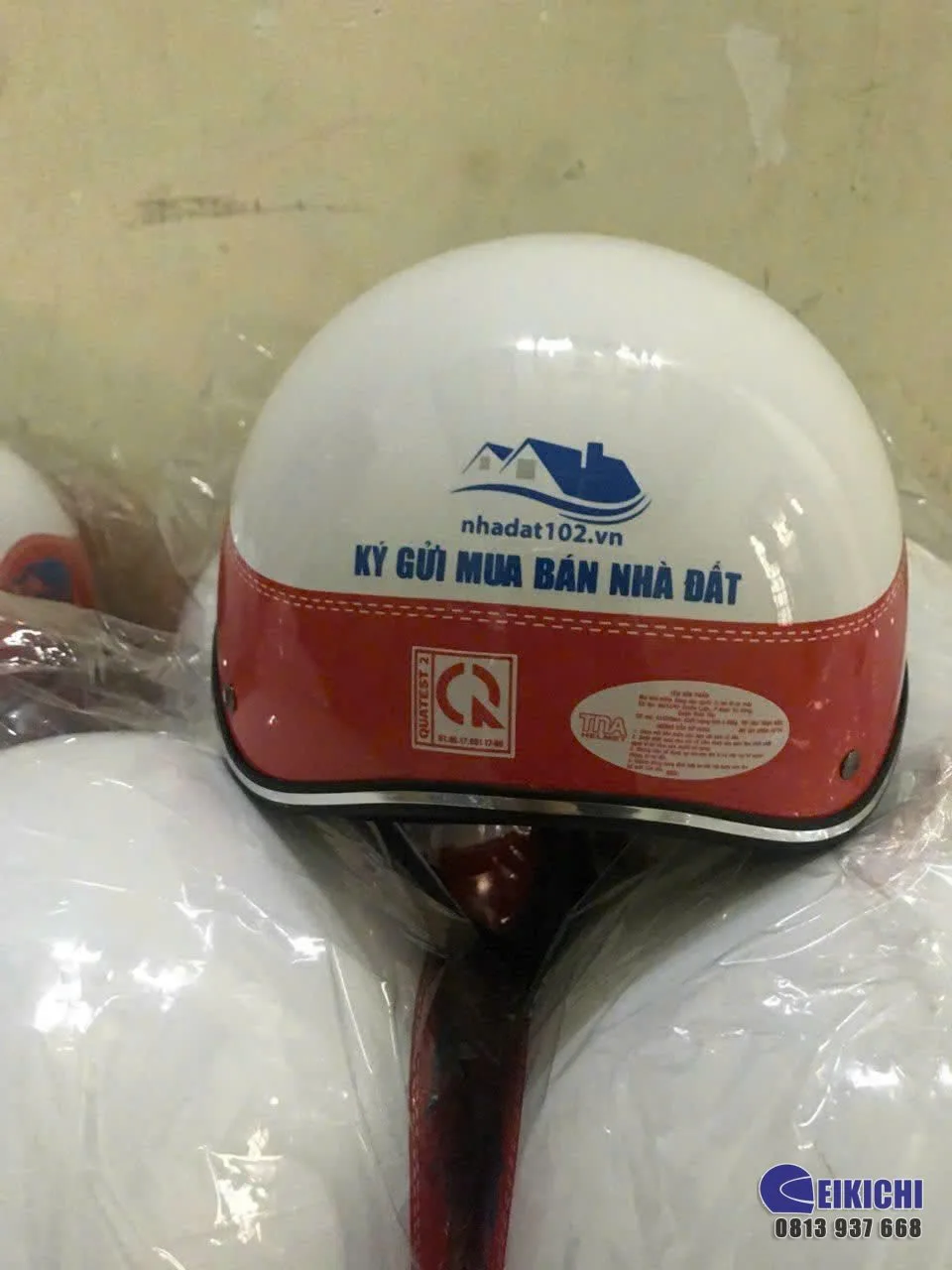Nón Bảo Hiểm In Logo Nhà Đất 102 | Xưởng Sản Xuất Nón Bảo Hiểm Quảng Cáo Eikichi