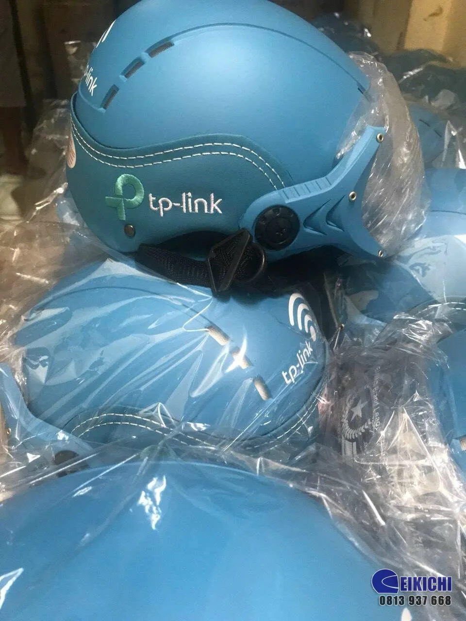 Nón Bảo Hiểm In Logo TP-Link Theo Yêu Cầu | Xưởng Sản Xuất Nón Bảo Hiểm Quảng Cáo EIKICHI