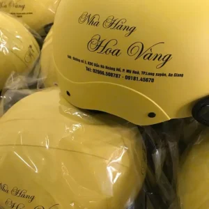 Nón Bảo Hiểm In Logo Nhà Hàng Hoa Vàng | Xưởng Sản Xuất Nón Bảo Hiểm Quà Tặng Doanh Nghiệp EIKICHI