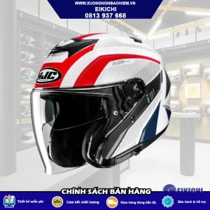 Nón Bảo Hiểm 3/4 Có Kính EIKICHI Trắng Đỏ Xanh – Phong Cách Thể Thao Nổi Bật