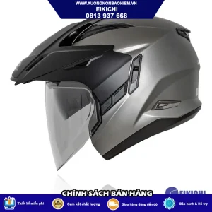 Nón Bảo Hiểm Off-Road EIKICHI Xám Titan – Thiết Kế Địa Hình Hiện Đại, Kính Trong