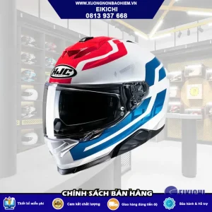 Nón Bảo Hiểm Fullface Trắng Đỏ Xanh – Thiết Kế Racing Thể Thao, Kính Khói Cao Cấp