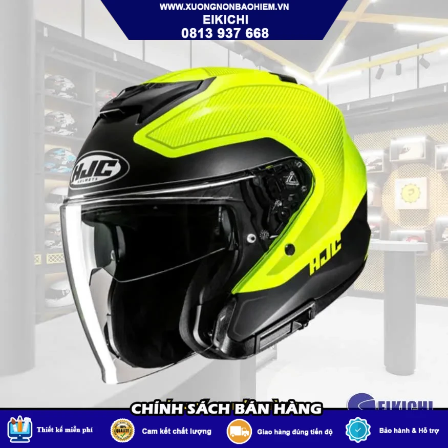 Nón Bảo Hiểm 3/4 Có Kính EIKICHI Trắng Đỏ Xanh – Phong Cách Thể Thao Nổi Bật