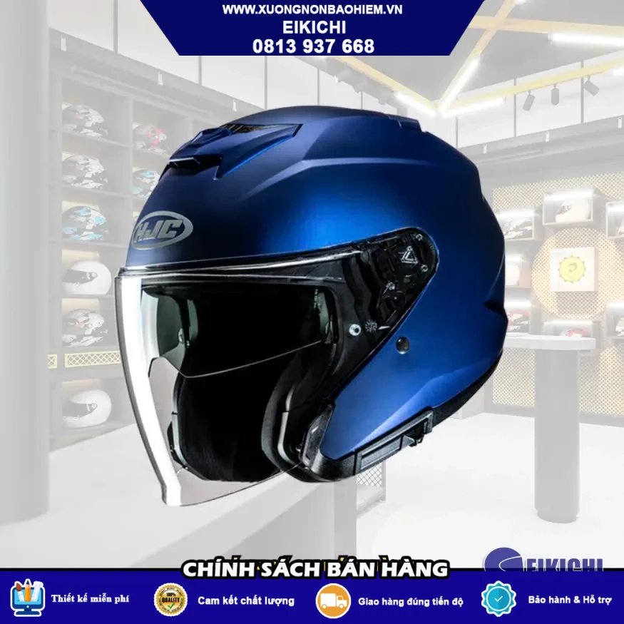 Nón Bảo Hiểm 3/4 Có Kính EIKICHI Trắng Đỏ Xanh – Phong Cách Thể Thao Nổi Bật