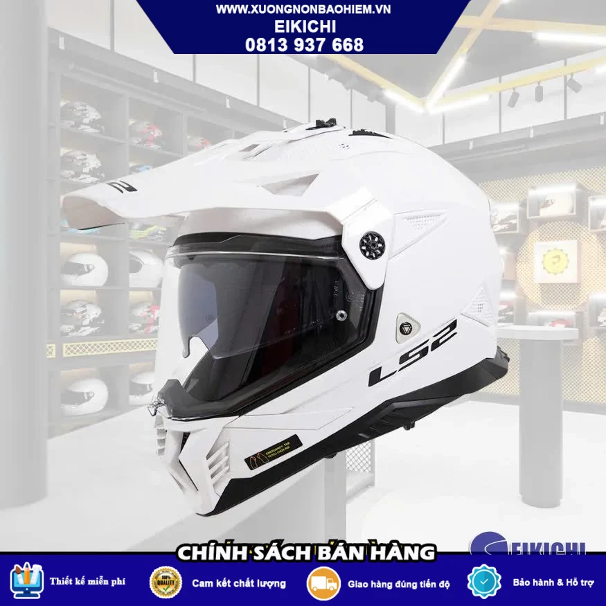 Nón Bảo Hiểm Fullface Adventure EIKICHI Vàng Neon – Thiết Kế Cá Tính, Kính Khói
