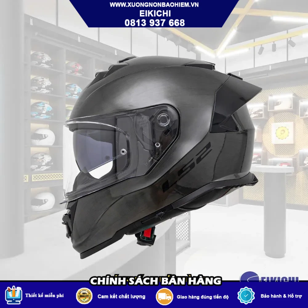 Nón Bảo Hiểm Fullface EIKICHI Carbon Trắng Đen – Kính Khói, Thiết Kế Thể Thao Cao Cấp