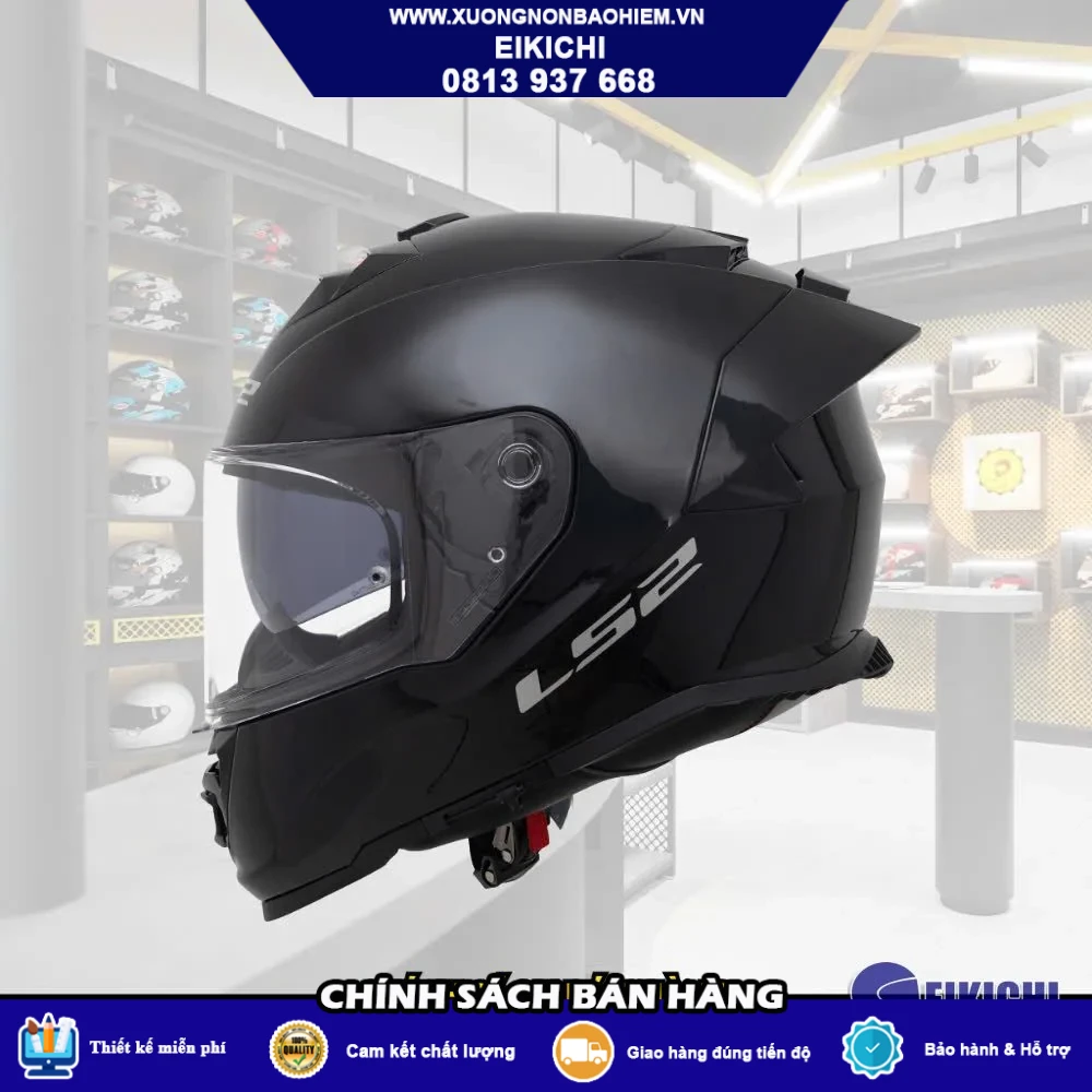 Nón Bảo Hiểm Fullface EIKICHI Carbon Trắng Đen – Kính Khói, Thiết Kế Thể Thao Cao Cấp