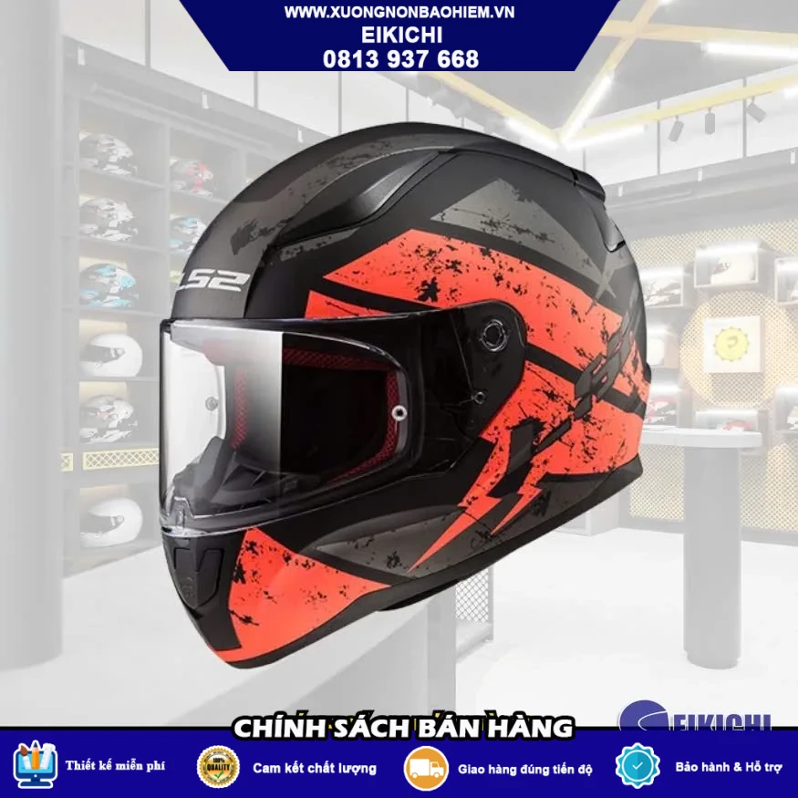 Nón Bảo Hiểm Fullface EIKICHI Đen Xanh Neon – Phong Cách Racing Nổi Bật
