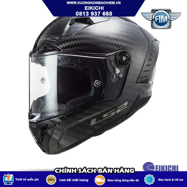 Nón Bảo Hiểm Fullface EIKICHI LS2 Carbon Đen – Thiết Kế Khí Động Học, Kính Trong Cao Cấp