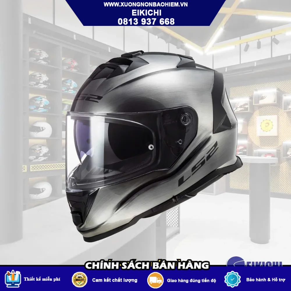 Nón Bảo Hiểm Fullface EIKICHI LS2 Đỏ Xám Xanh – Họa Tiết Thể Thao Cá Tính