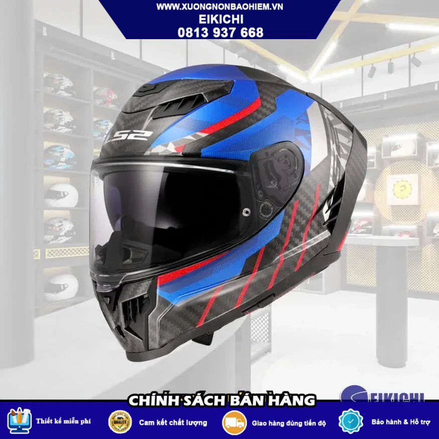 Nón Bảo Hiểm Fullface EIKICHI Xanh Neon – Thiết Kế Racing Cá Tính, Kính Khói Thể Thao