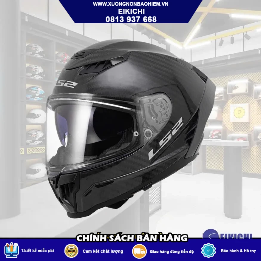 Nón Bảo Hiểm Fullface EIKICHI Xanh Neon – Thiết Kế Racing Cá Tính, Kính Khói Thể Thao