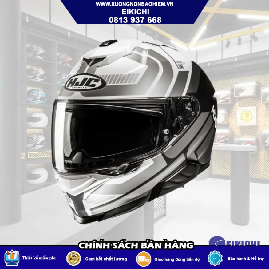 Nón Bảo Hiểm Fullface Trắng Đỏ Xanh – Thiết Kế Racing Thể Thao, Kính Khói Cao Cấp