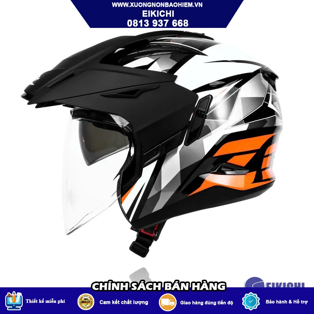 Nón Bảo Hiểm Off-Road EIKICHI Xanh Neon – Thiết Kế Địa Hình Nổi Bật, Kính Trong